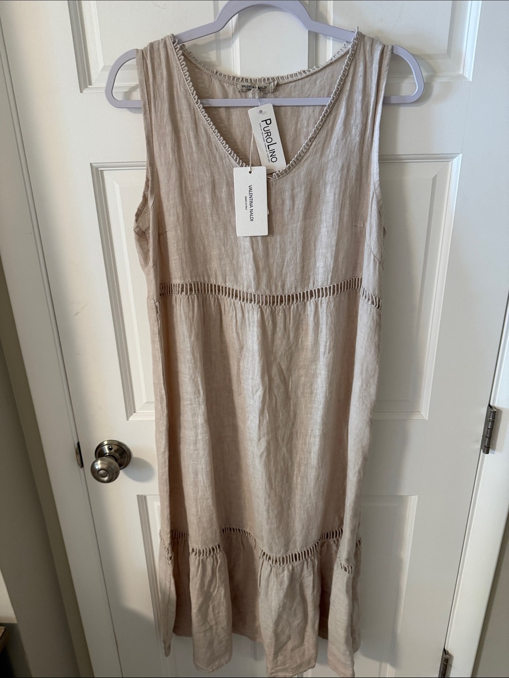 Puro Lino Women's Beige Midi Dress